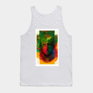 Abstract Face Red Gold Green Tank Top